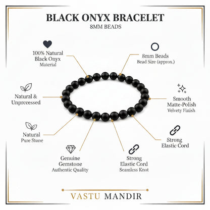 Natural Black Onyx Crystal Bracelet on a white background