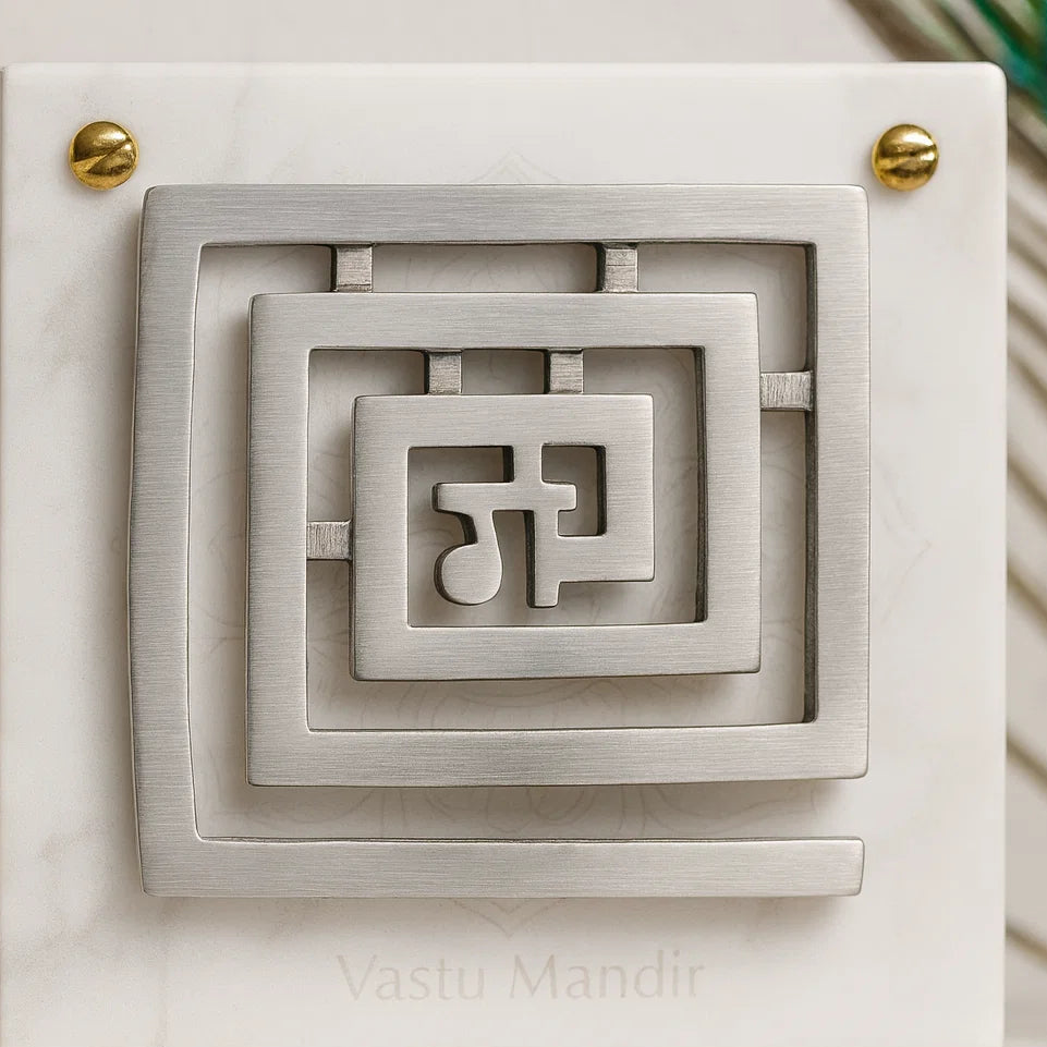 Lead Ga Vastu helix in a square spiral form displayed on a marble panel