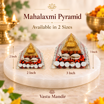 Mahalaxmi Orgonite Pyramid Vastu Remedy for Wealth Attraction, Prosperity Flow and North Zone Correction for Home, Office and Financial Spaces | 6.5 cm | 130 g