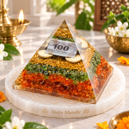 Money Magnet Pyramid Vastu Remedy for Opportunity Attraction, Prosperity Flow and Business Success for Office Desk, Shop Counter and Financial Growth Spaces | 8 cm | 130 g
