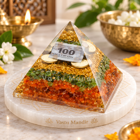 Money Magnet Pyramid Vastu Remedy for Opportunity Attraction, Prosperity Flow and Business Success for Office Desk, Shop Counter and Financial Growth Spaces | 8 cm | 130 g