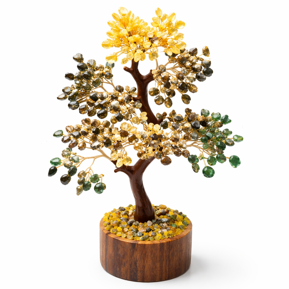 Money Magnet Money Tree on a wooden base against a white background
