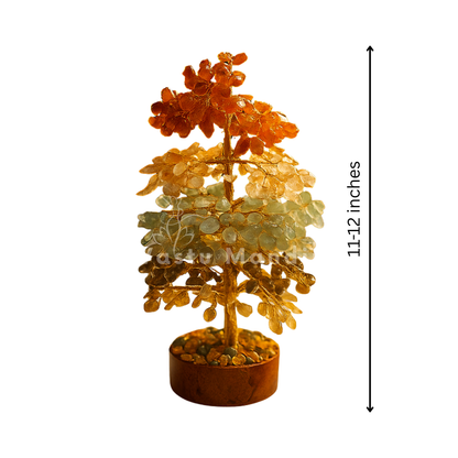 Decorative tree with colored stones on a white background