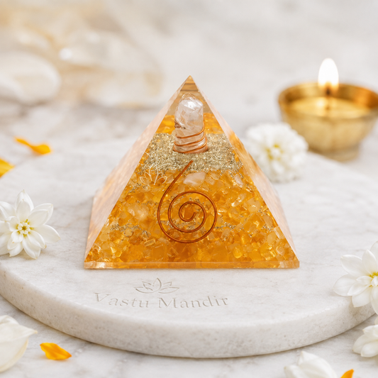 Natural Citrine Pyramid Vastu Remedy for Wealth Attraction, Abundance Flow and South East Dosh Correction for Home, Office and Prosperity Placement | 3 Inch | 110 g