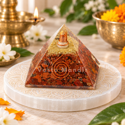 Red Jasper Pyramid Vastu Remedy for Grounding, Stability and Root Chakra Balance for Home Protection, Energy Support and Office Decor | 6.5 cm | 140 g