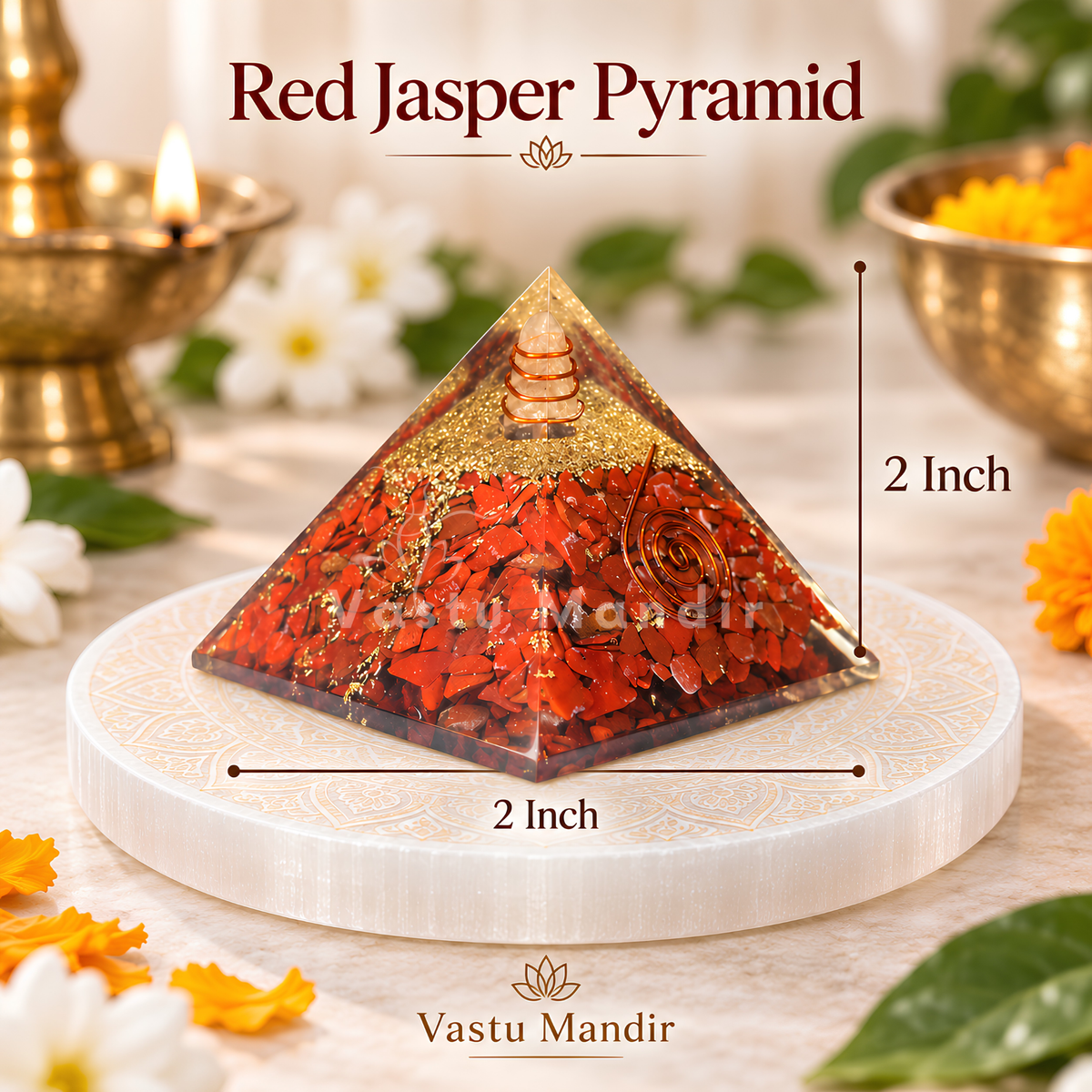 Red Jasper Pyramid Vastu Remedy for Grounding, Stability and Root Chakra Balance for Home Protection, Energy Support and Office Decor | 6.5 cm | 140 g