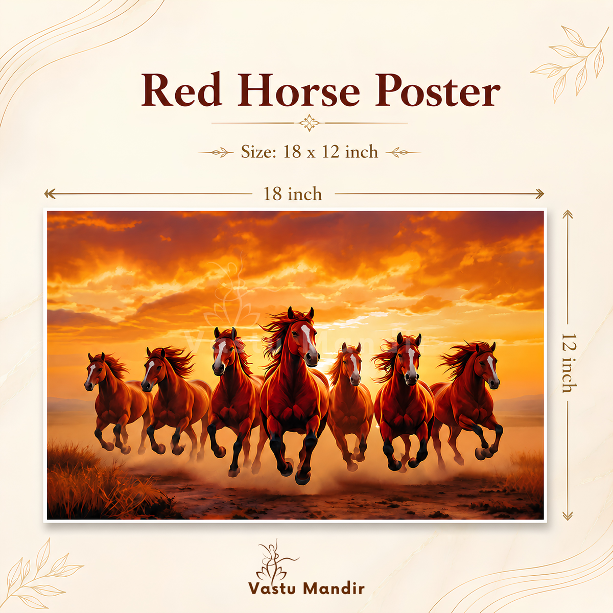 Red running horses wall art placement illustration