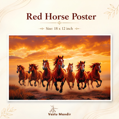 Close-up of the lead horses in the red seven-horse artwork