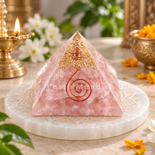 Rose Quartz Orgonite Pyramid Vastu Remedy for Love, Relationship Harmony and Heart Chakra Healing for Bedroom, Couple Spaces and Emotional Balance | 6.5 cm | 110 g