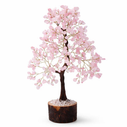 Rose Quartz Crystal Tree on a white background