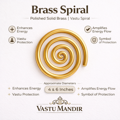 Brass Spiral with Vastu Mandir branding and features on a white background
