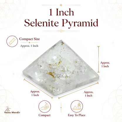 Natural Selenite Pyramid, selenite crystal – alternate product view with the full pyramid visible
