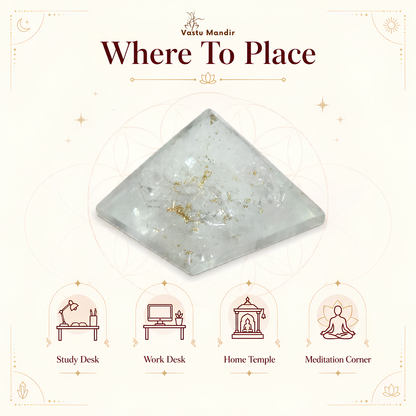 Natural Selenite Pyramid, selenite crystal – close product view highlighting material texture