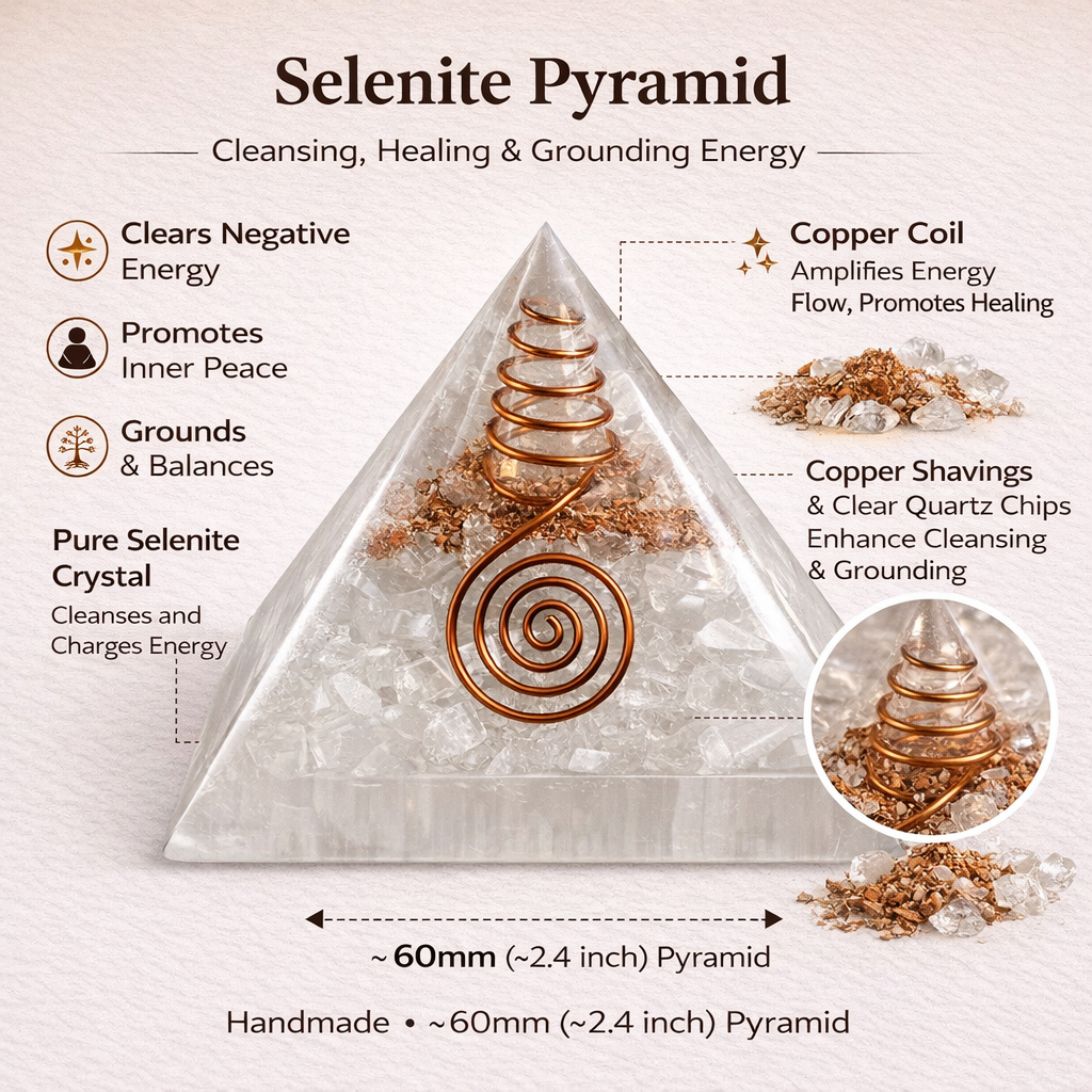 Selenite Pyramid — 60-65 mm