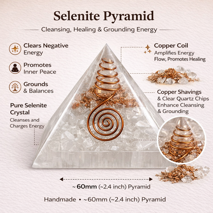Selenite Pyramid — 60-65 mm
