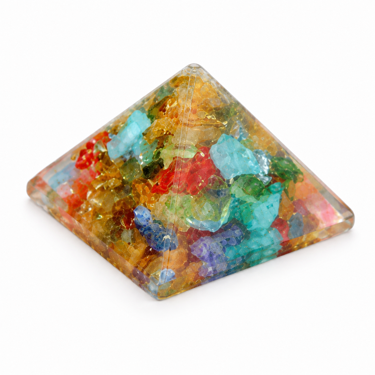 Seven Chakra Orgone Pyramid Multi-Stone Matrix, orgonite – additional gallery view number 14