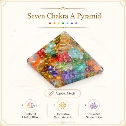 Seven Chakra Orgone Pyramid Multi-Stone Matrix, orgonite – detail view of the base and layered construction