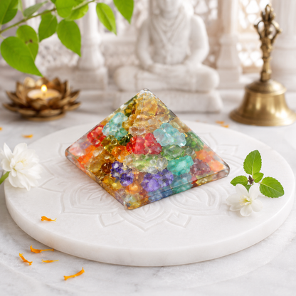 Seven Chakra Orgone Pyramid Multi-Stone Matrix, orgonite – additional gallery view number 13