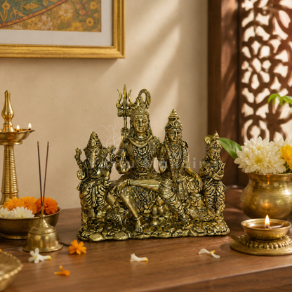 Shiv Parivar brass idol multiple angle comparison on a neutral background