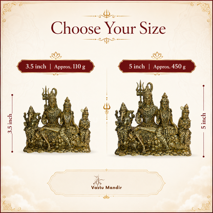 Shiv Parivar brass idol size comparison of the available Shiv Parivar idols