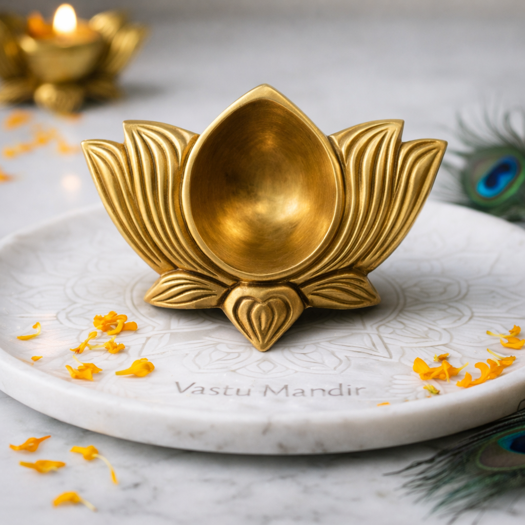 brass Diya on a sacred background