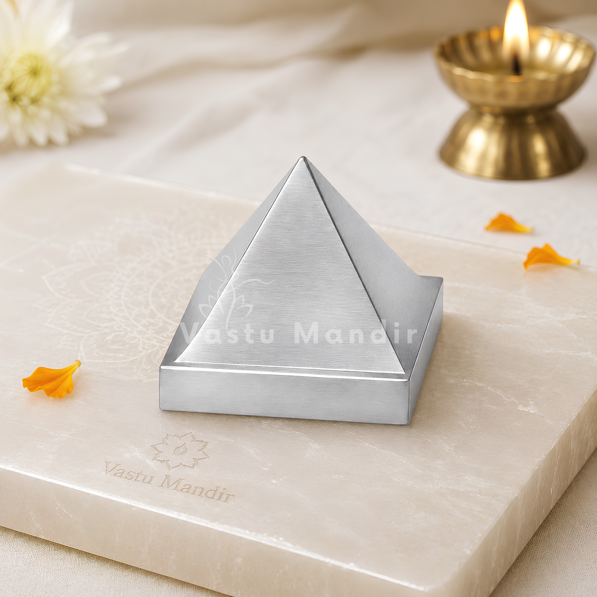 Solid Aluminium Pyramid Vastu Remedy for Health, Wealth and Positive Energy Balance for Home Entrance, Main Door and Kitchen Placement | 7.6 cm |  200 gm