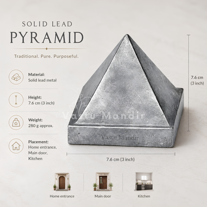 Solid Lead Metal Pyramid Vastu Remedy for South West Direction Balance, Health Stability and Wealth Support for Home Entrance, Main Door and Kitchen Placement | 7.6 cm | 280 g