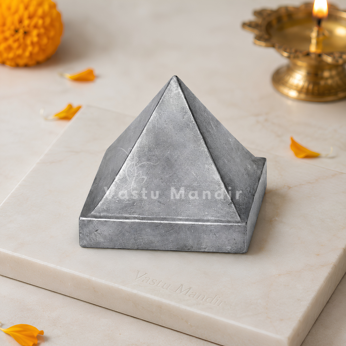 Solid Lead Metal Pyramid Vastu Remedy for South West Direction Balance, Health Stability and Wealth Support for Home Entrance, Main Door and Kitchen Placement | 7.6 cm | 280 g