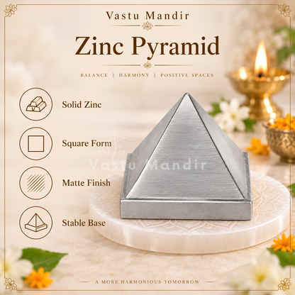Solid Zinc Vastu Pyramid – Vastu Remedy for North-East Correction & Health | Ideal for Entrance, Kitchen & Home Spaces | 7.6 cm | 300 g