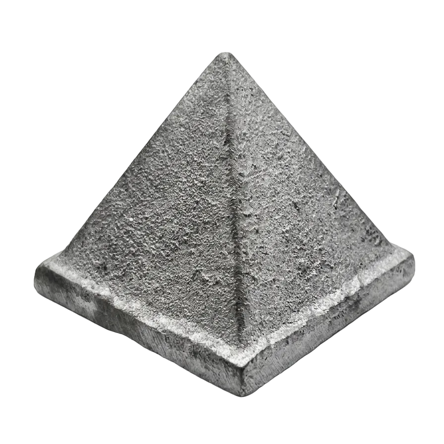 Solid Iron Metal Pyramid on a white background