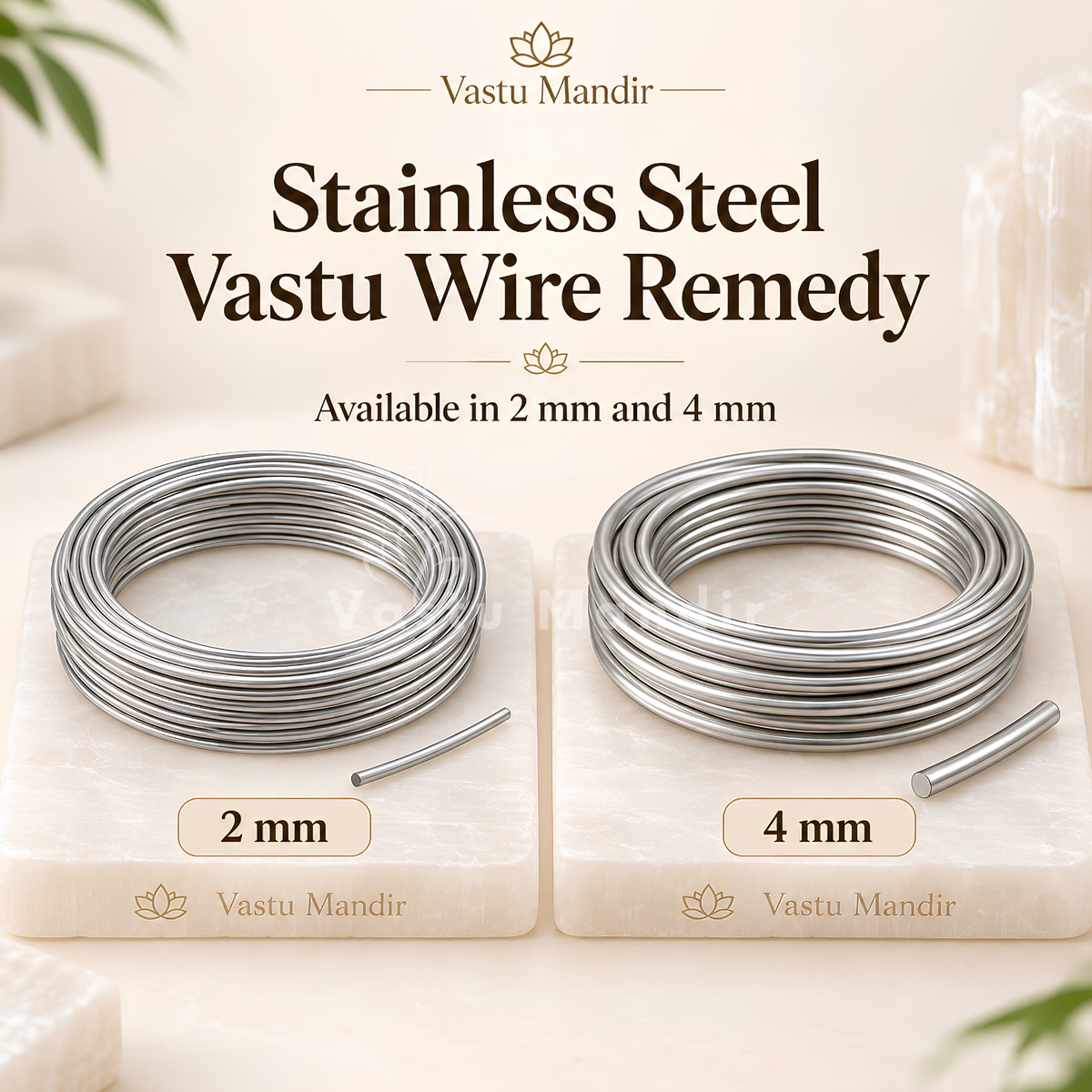 Corrosion-Resistant Stainless Steel Wire – Vastu Remedy for West Entrance & Focus Enhancement | Ideal for Communication Zones | 2 & 4 mm Diameter