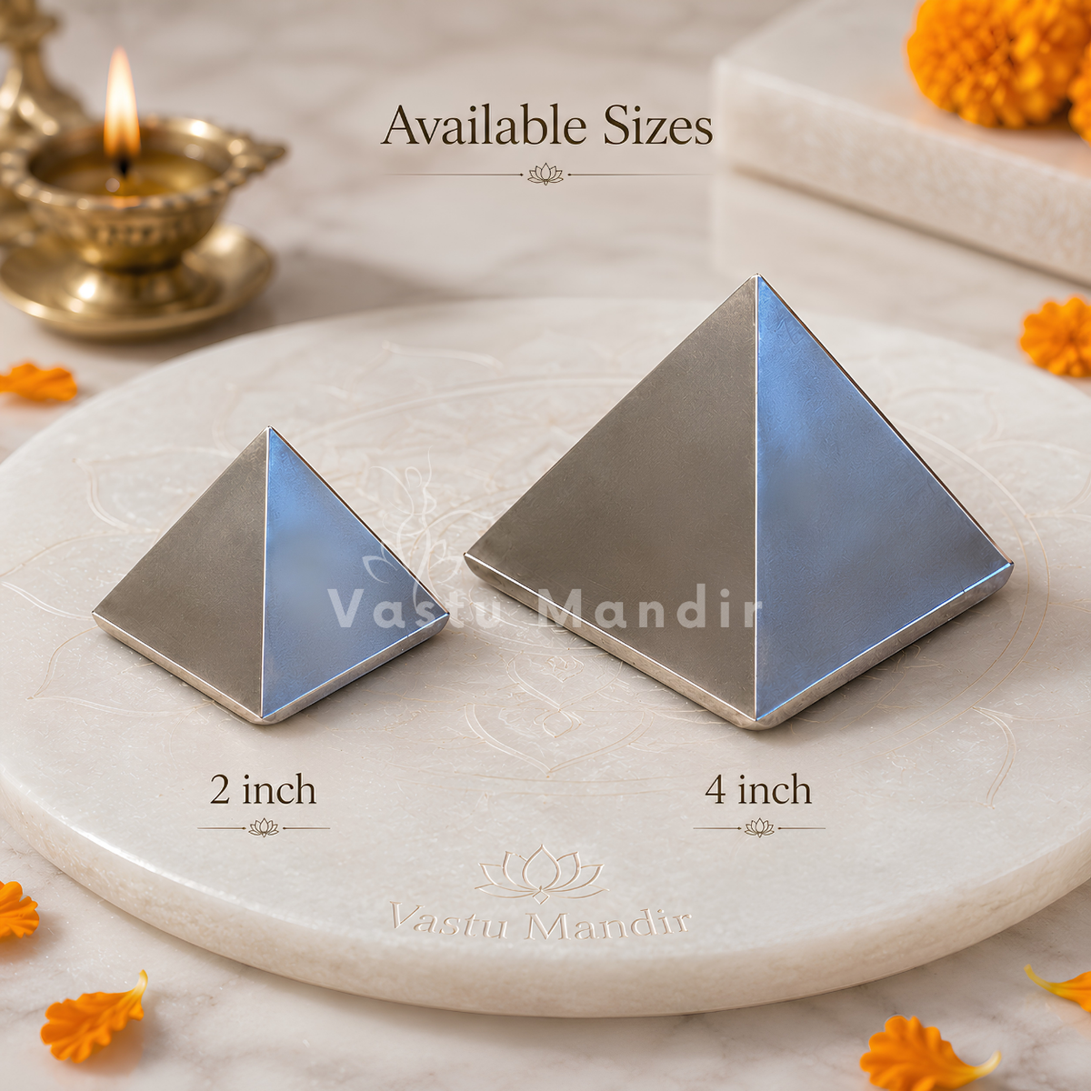 Tri-Dhatu Hollow Vastu Pyramid – Alloy Metal Vastu Remedy for Protection & Prosperity | Ideal for Home, Office & Spiritual Areas | 4 cm | 120 g