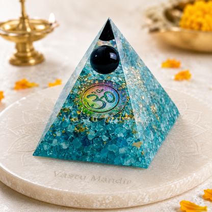 Natural Turquoise Crystal Sphere Pyramid Vastu Remedy for Good Fortune, Protection from Negativity and Healing Support for East and West Zone Placement | 8 cm | 180 g