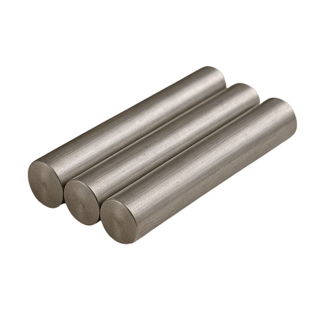 Three aluminium round studs grouped on a clean white background