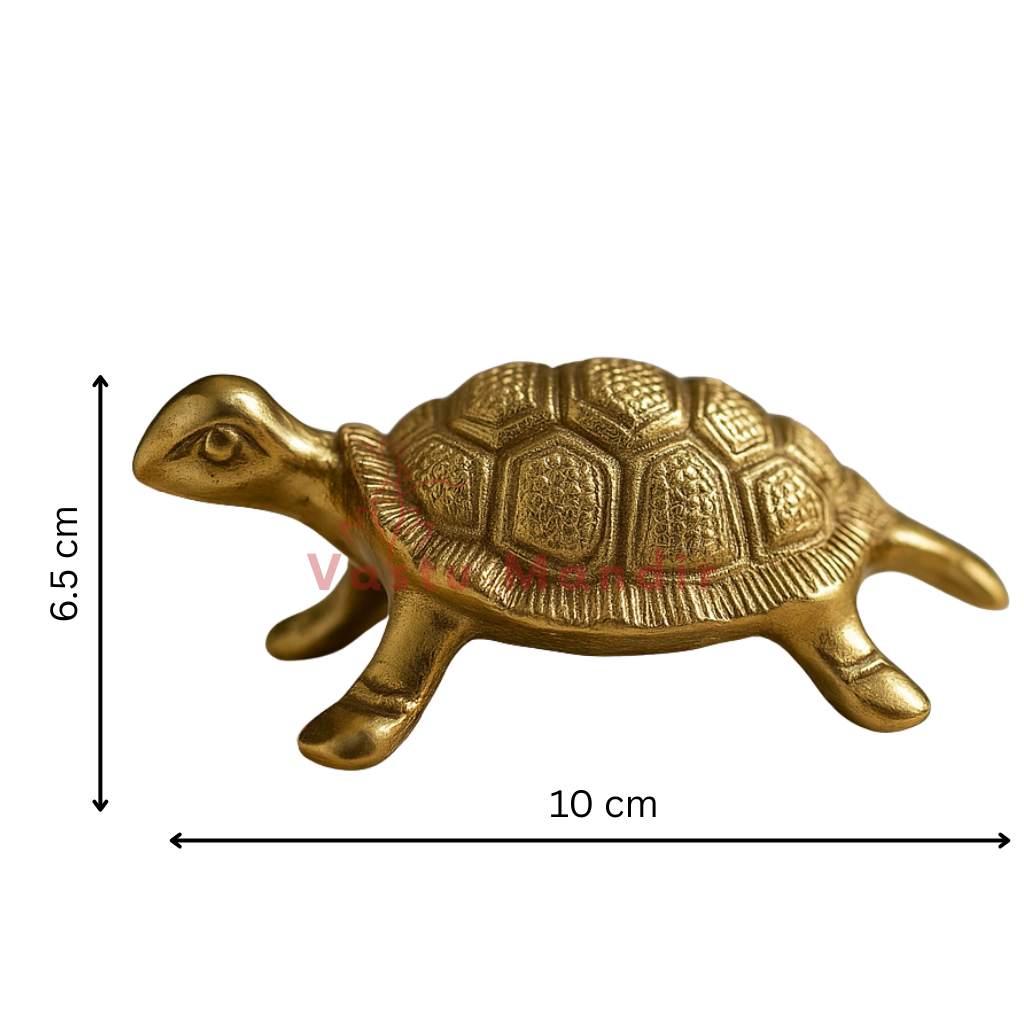 4 Inch Feng Shui Brass Tortoise Showpiece for Wealth, Health & Longevity by Vastu Mandir
