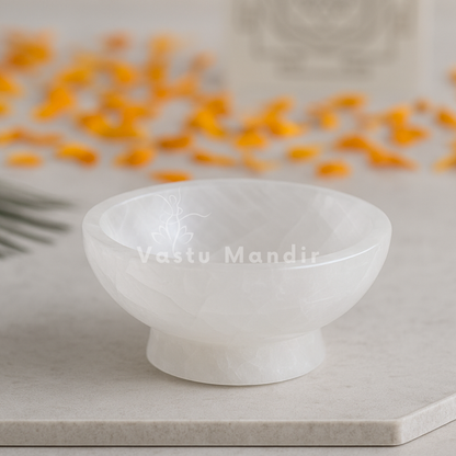 Ice cream selenite charging bowl displayed in a softly lit product setting
