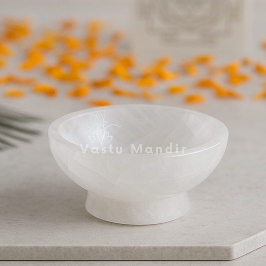Ice cream selenite charging bowl displayed in a softly lit product setting