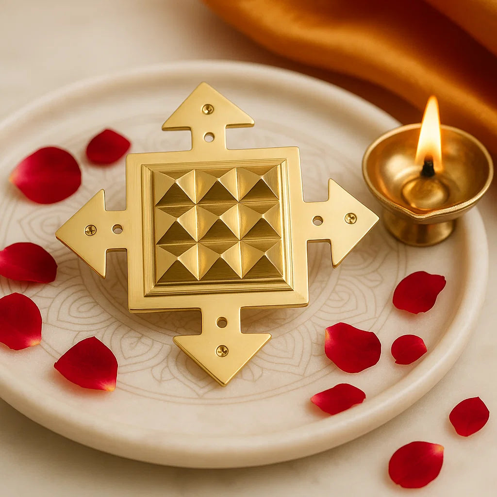 Brass arrow plate placement illustration for a wall or doorway