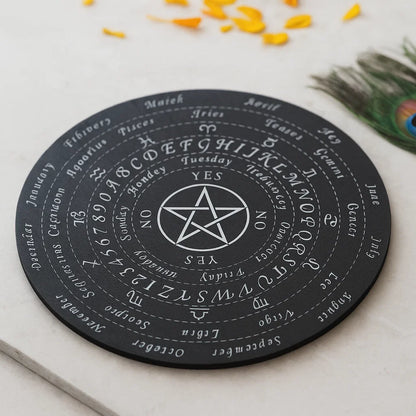Angled Vastu Star dowsing board with alphabet, zodiac and yes-no markings
