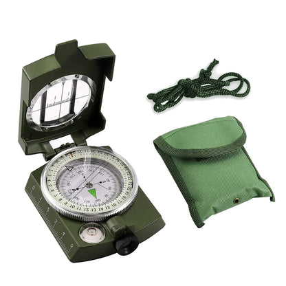 Professional Vastu compass with green pouch and cord isolated on white