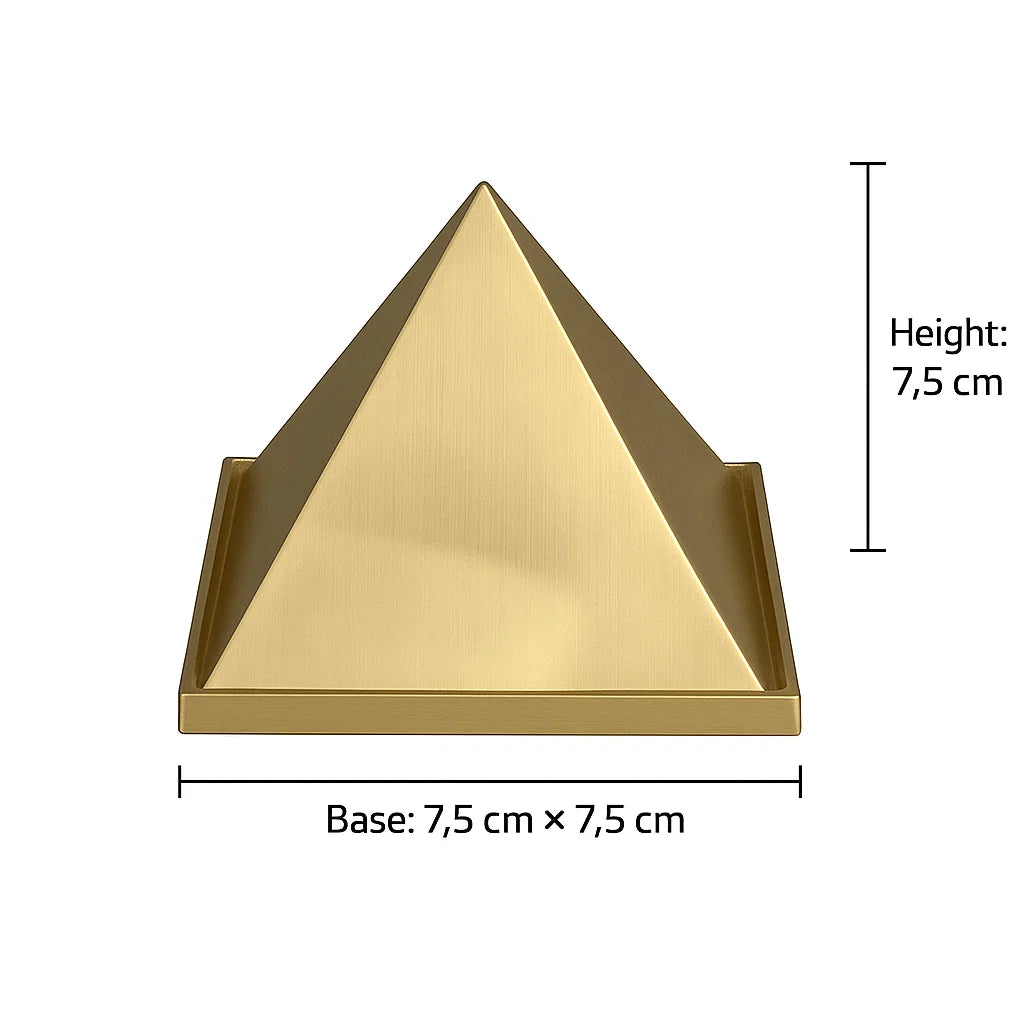 Hollow Brass Pyramid – side profile showing the pyramid height and slope