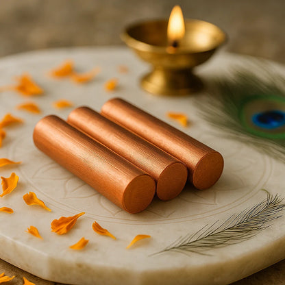 Copper round stud arranged in a styled spiritual setting