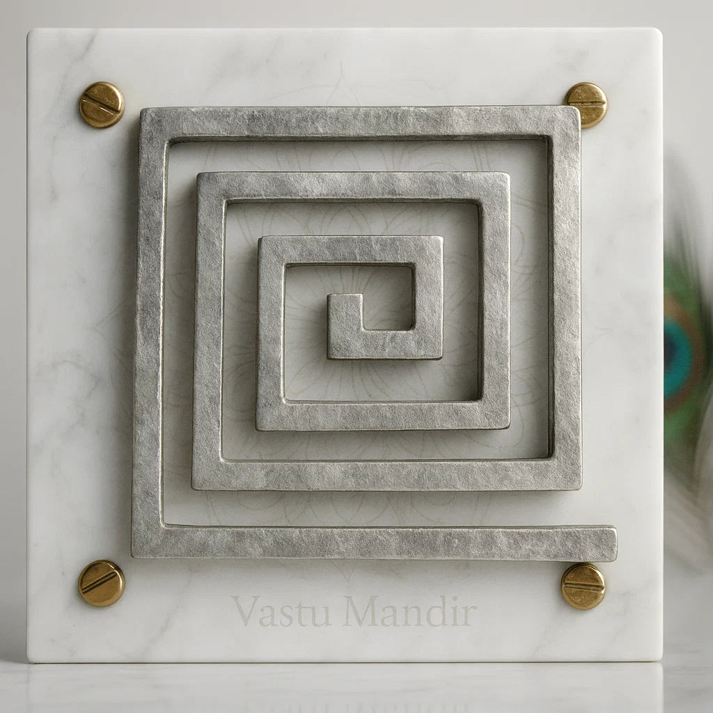 Close view of the lead plain square helix mounted on marble