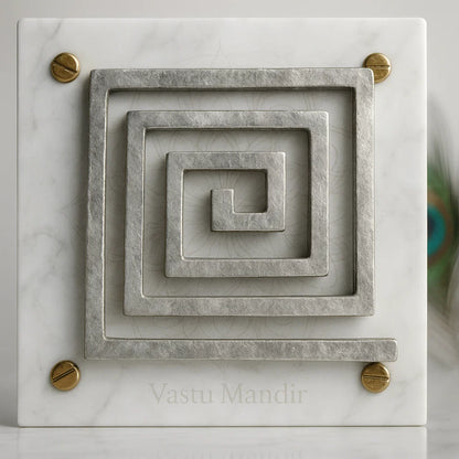 Close view of the lead plain square helix mounted on marble