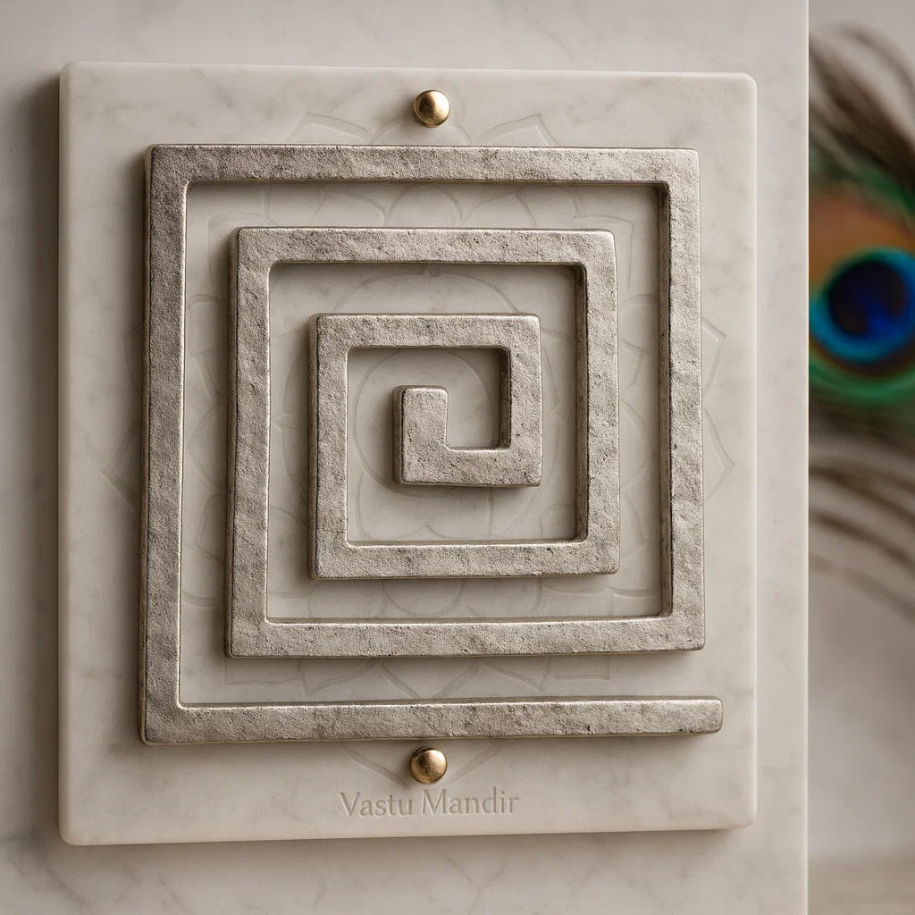 Second front view of the lead plain square helix on marble