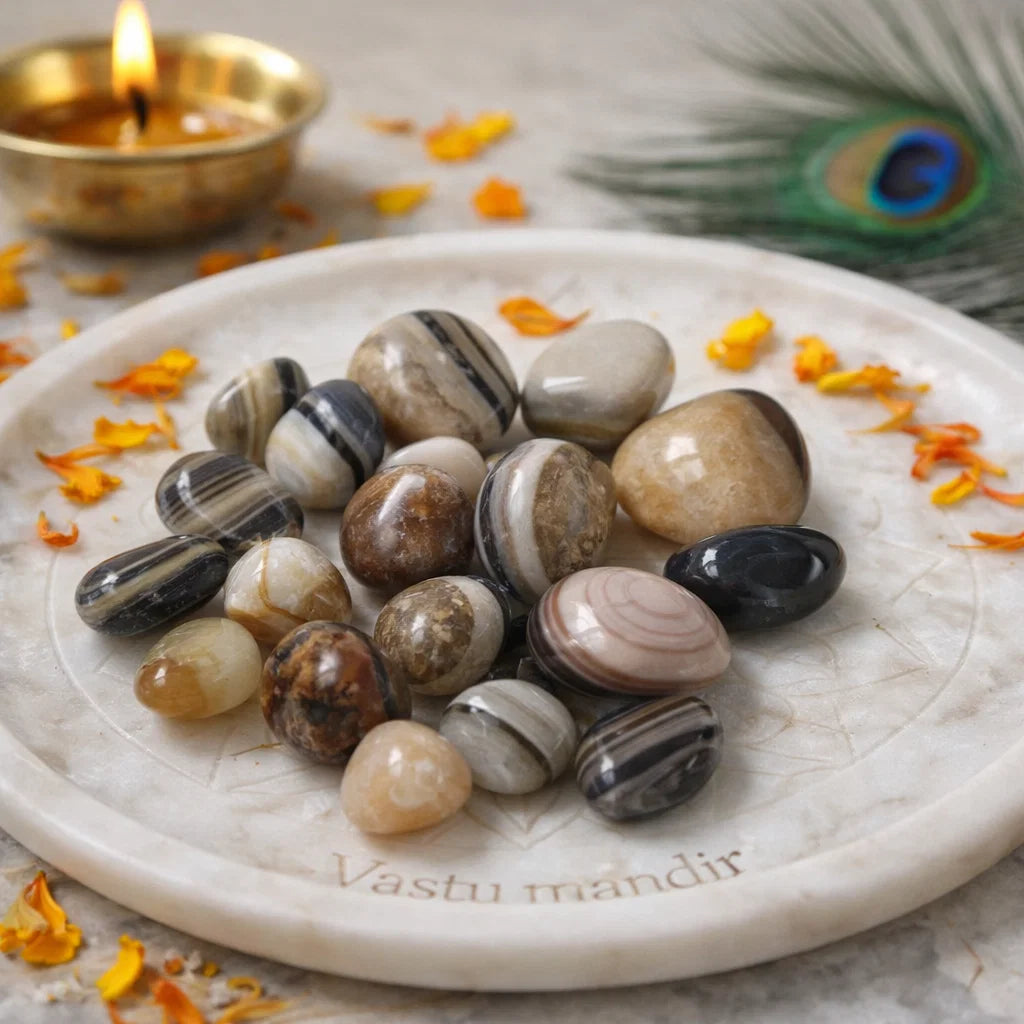 Natural sulemani hakik tumbled stones shown in a separate styled product photograph