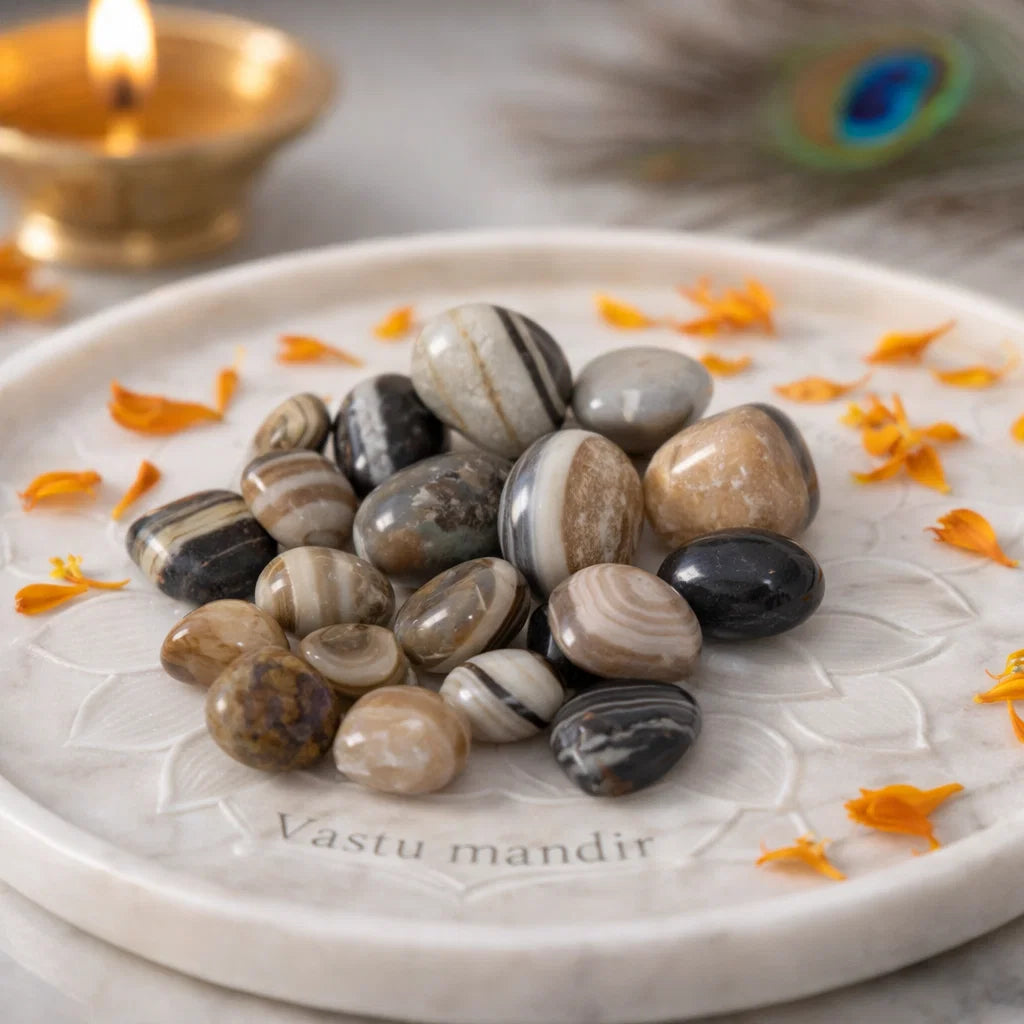 Natural sulemani hakik tumbled stones displayed in a softly lit product setting