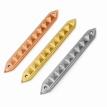 Brass pyramid strip shown in an angled product view