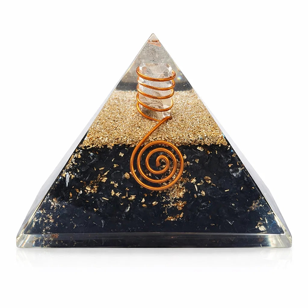 Black Tourmaline Protection Pyramid – top-down view showing the apex and square base