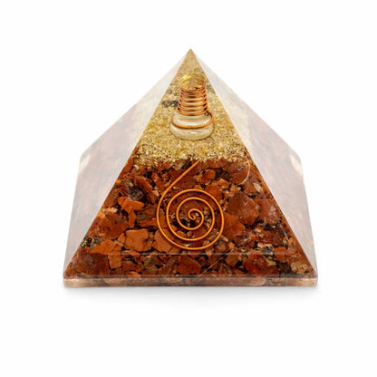 Red Jasper Pyramid – detail view of the base and layered construction